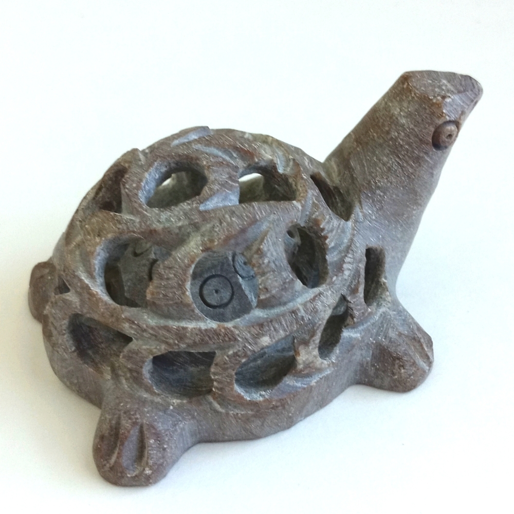 Dainty Hand Carved Turtle within a Turtle Stone Figurine / Sculpture - Picture 9 of 10